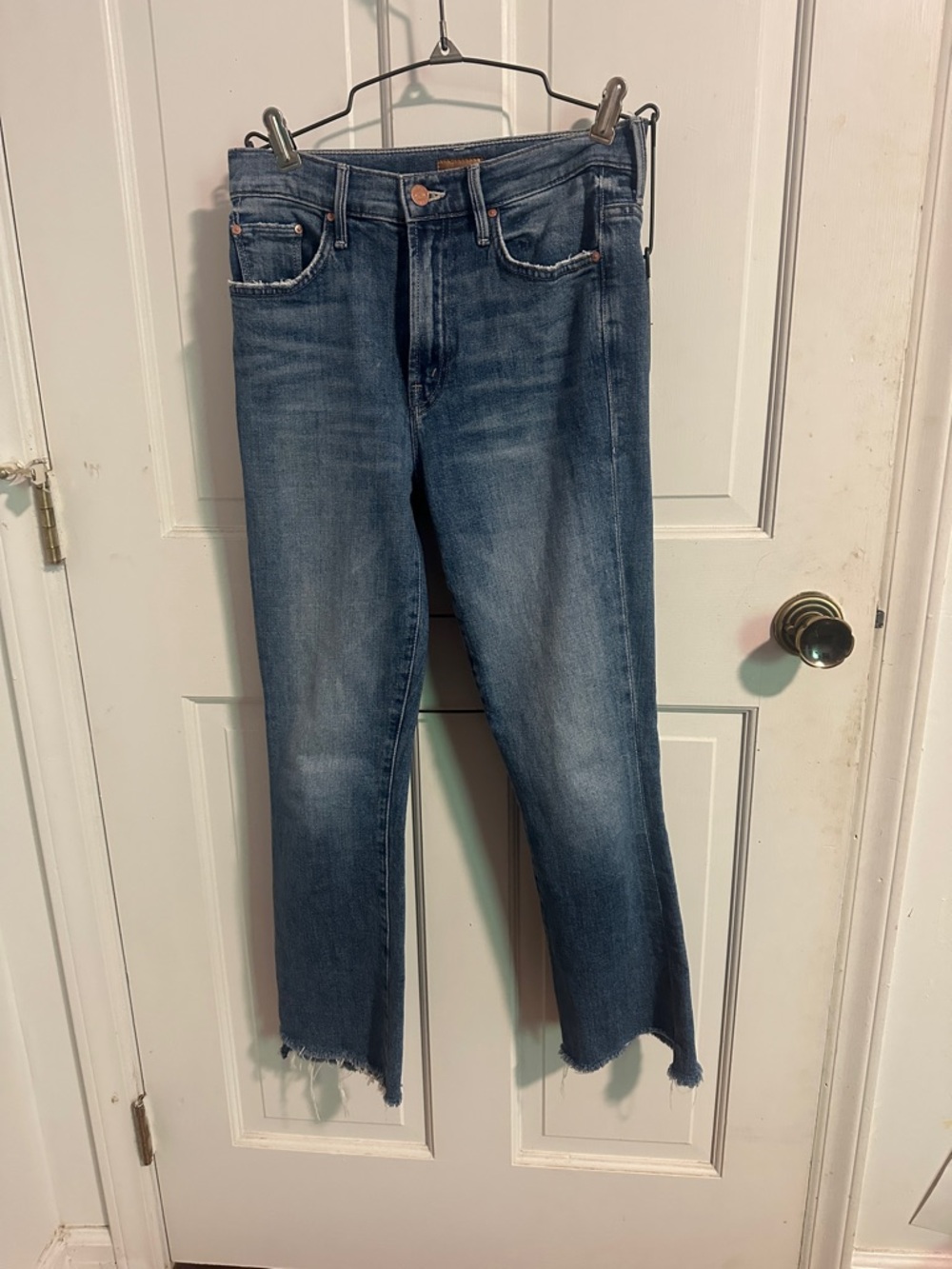 MOTHER Cropped Straight Jeans with Raw Hem size 25 the insider crop step fray